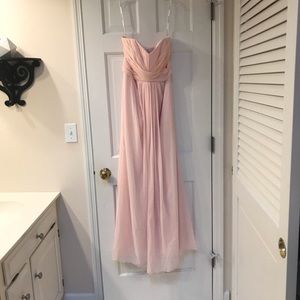 Blush pink strapless floor length dress
